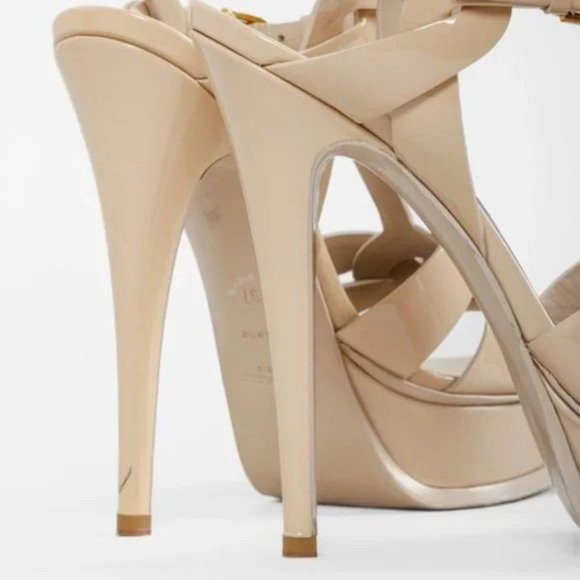 Saint Laurent Nude Patent Leather Tribute 105 Platform Sandal - Picture 9 of 12